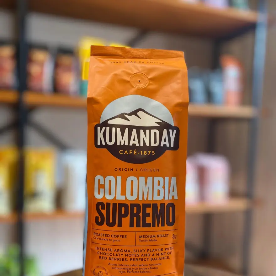 Bolsa de café Kumanday Colombia Supremo, café tostado en grano de tostión media
